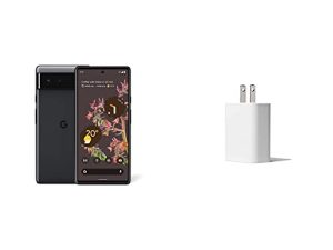 Google Pixel 6 – 5G Android Phone - Unlocked Smartphone with Wide and Ultrawide Lens - 256GB - Stormy Black & 30W USB-C Charger - Fast Charging Pixel Phone Charger