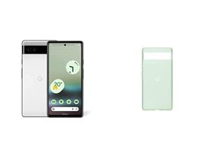 Google Pixel 6a Phone - Chalk with Google Pixel 6a Case - Seafoam