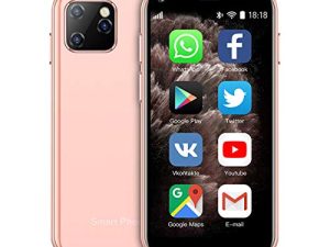 SOYES XS11 3G Mini Smartphone 2.5Inch WiFi GPS China Mobile 1GB RAM 8GB ROM Quad Core Android Cell Phones 3D Glass Slim Body HD Camera Dual Sim Google Play Cute Smartphone (Pink)