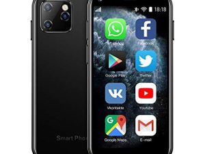 SOYES XS11 3G Mini Smartphone 2.5Inch WiFi GPS China Mobile RAM 1GB ROM 8GB Quad Core Android Cell Phones 3D Glass Slim Body HD Camera Dual Sim Google Play Cute Smartphone (Black)